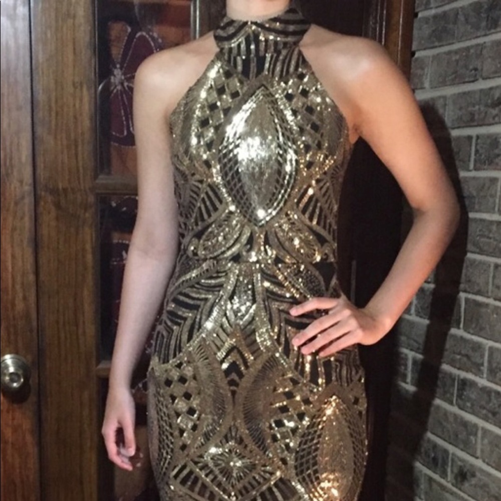 Beautiful Gold/Black Evening Gown